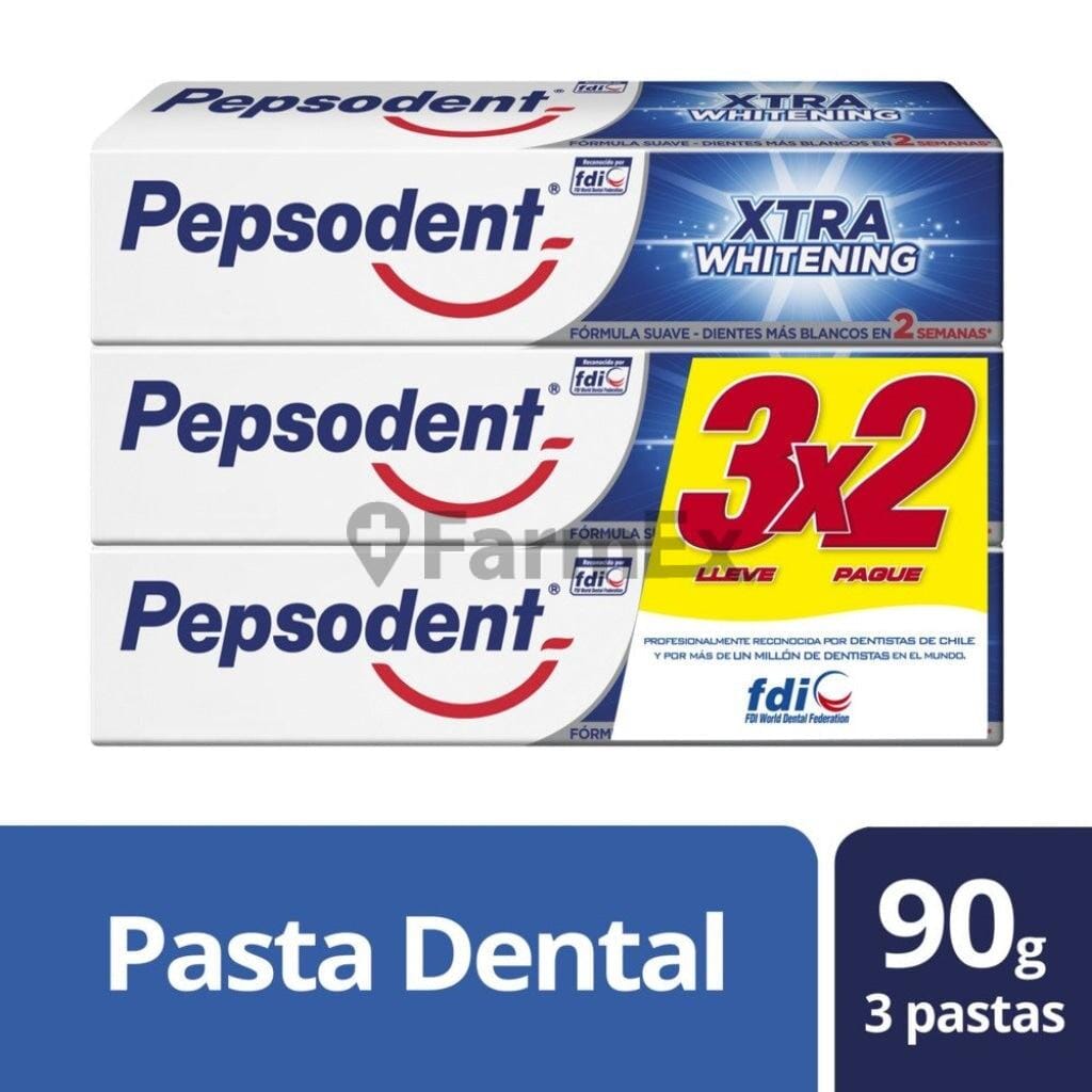 Pack 3 unidades Pasta Xtra Whitening Pepsodent x 90 g Farmex-Pluxee-Persistente